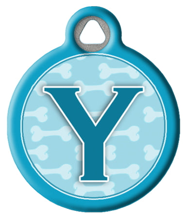 Blue Bones Monogram A-Z Dog ID Tag