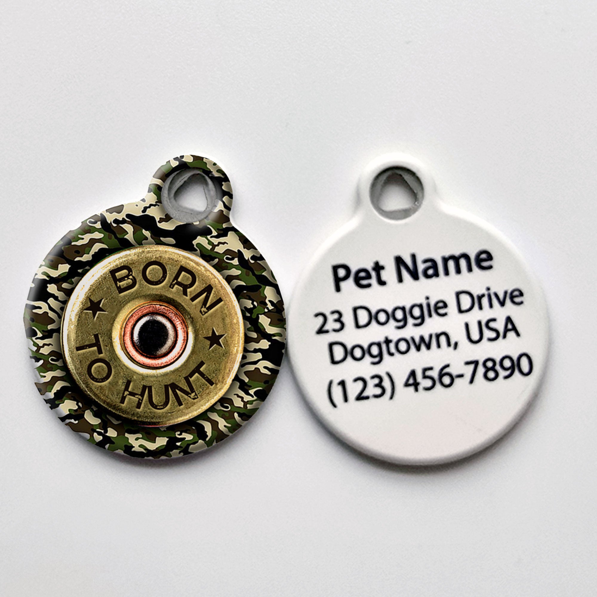 Born to Hunt Shotgun Shell Dog Name Tag