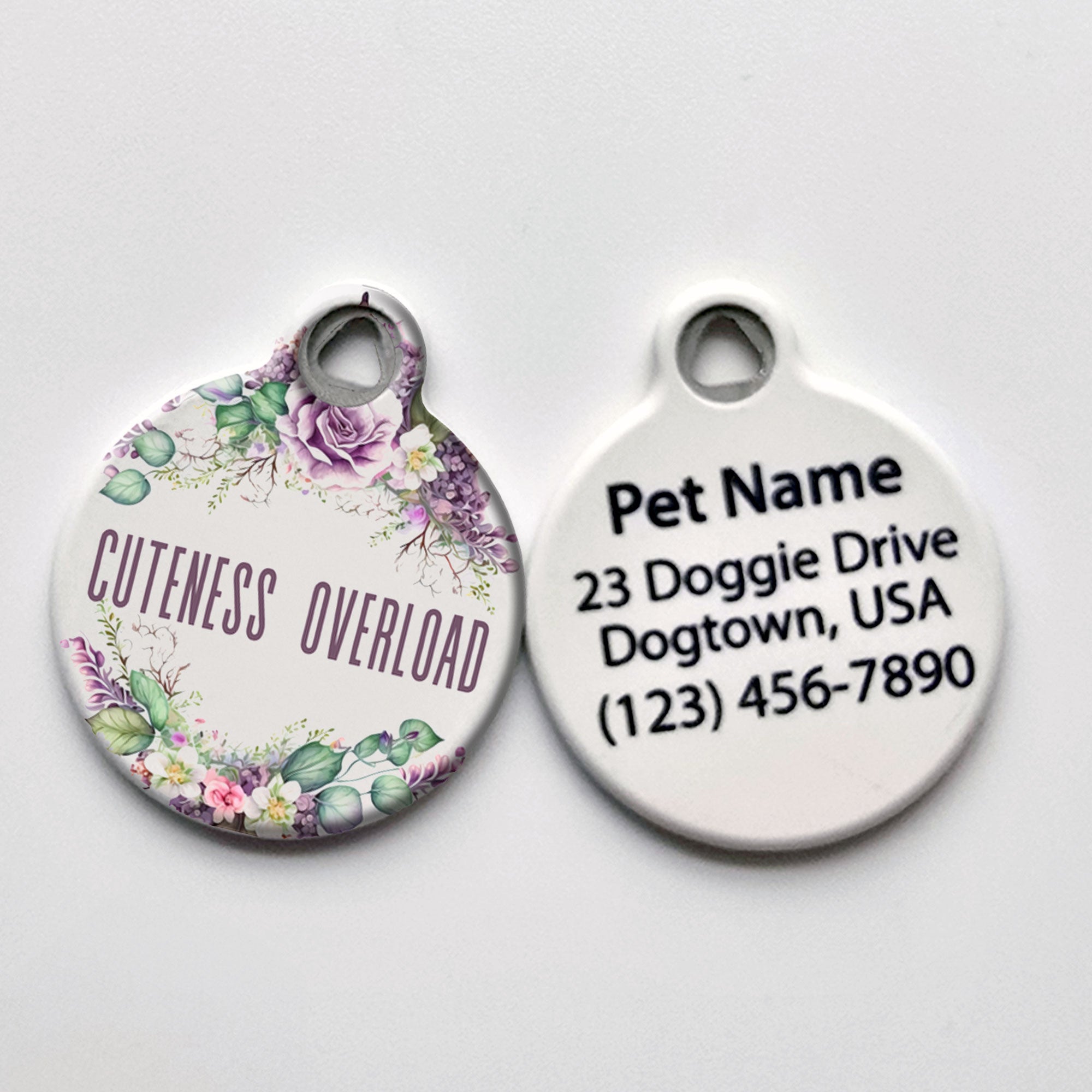 Floral Cuteness Overload Pet ID Tag