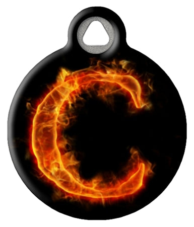 Fire Monogram A-Z Custom Pet ID Tag