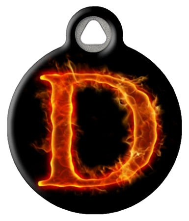 Fire Monogram A-Z Custom Pet ID Tag