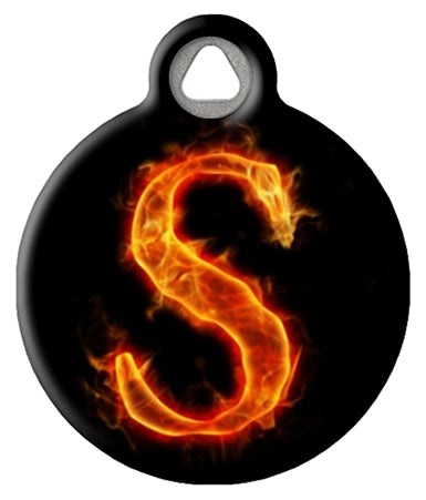 Fire Monogram A-Z Custom Pet ID Tag