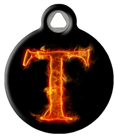 Fire Monogram A-Z Custom Pet ID Tag
