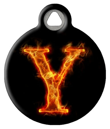 Fire Monogram A-Z Custom Pet ID Tag