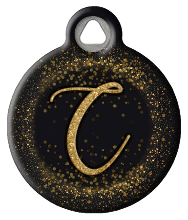 Gold Glitter Monogram Custom Pet ID Tags