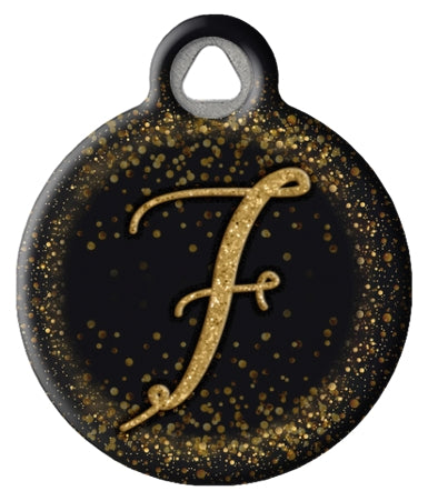 Gold Glitter Monogram Custom Pet ID Tags