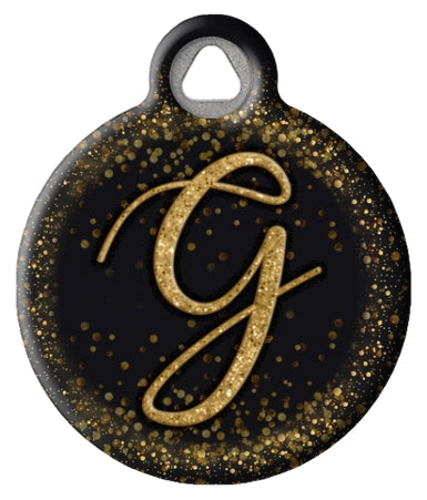 Gold Glitter Monogram Custom Pet ID Tags