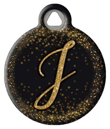 Gold Glitter Monogram Custom Pet ID Tags
