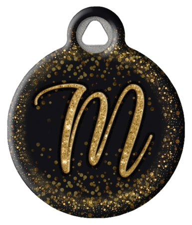 Gold Glitter Monogram Custom Pet ID Tags