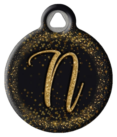 Gold Glitter Monogram Custom Pet ID Tags