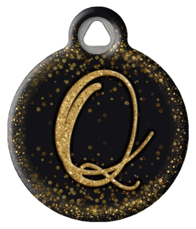 Gold Glitter Monogram Custom Pet ID Tags