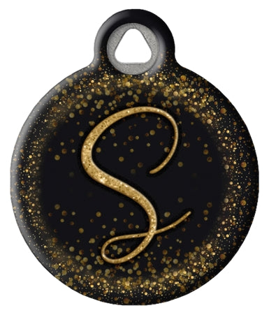 Gold Glitter Monogram Custom Pet ID Tags