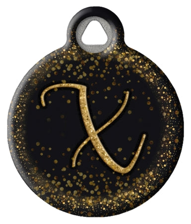 Gold Glitter Monogram Custom Pet ID Tags