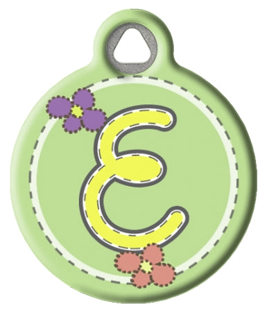 Green Stitch Monogram A-Z Pet ID Tag