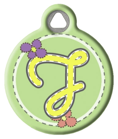 Green Stitch Monogram A-Z Pet ID Tag