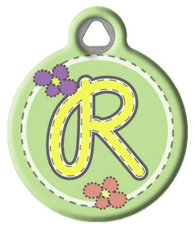 Green Stitch Monogram A-Z Pet ID Tag