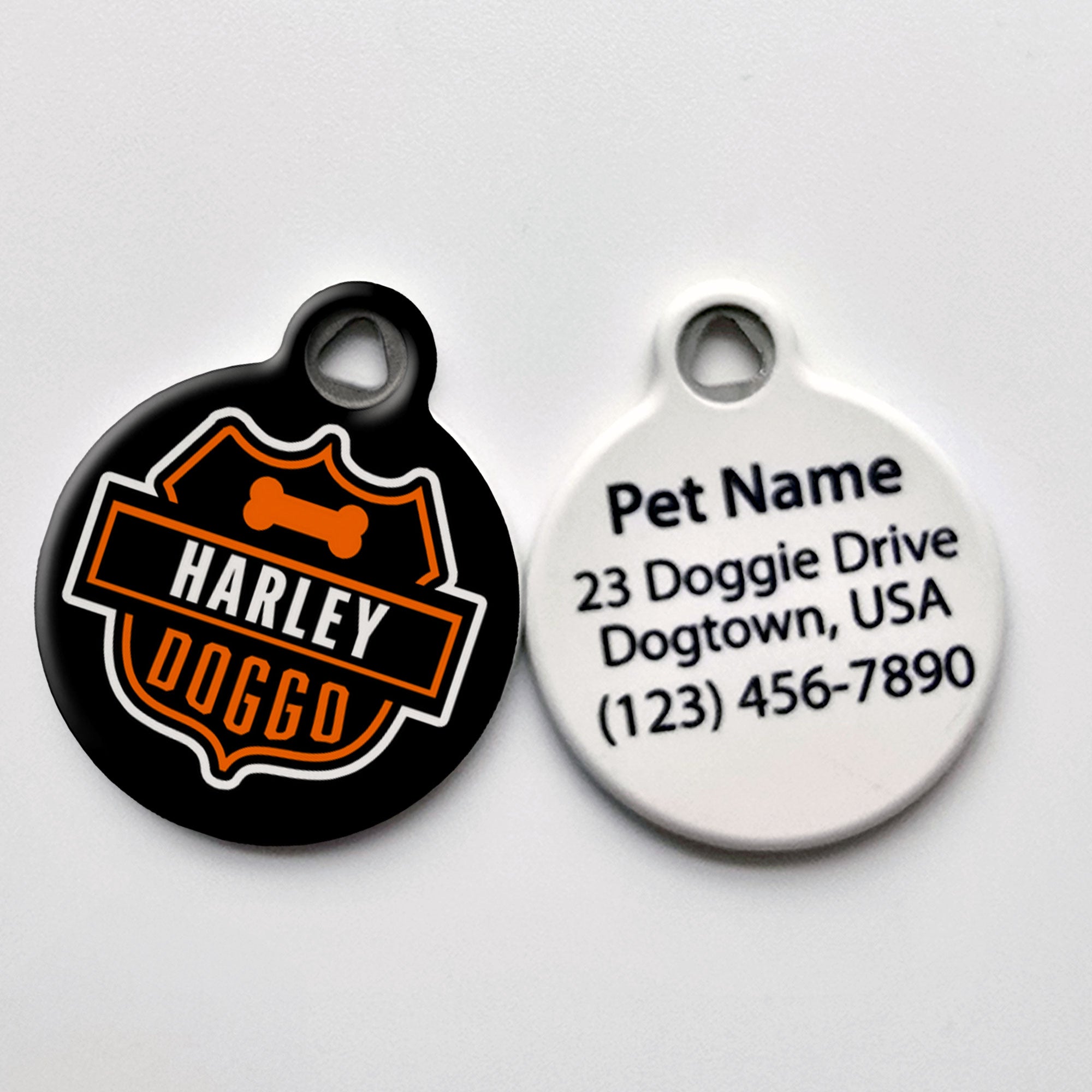 Harley Parody Name Dog Collar Tag