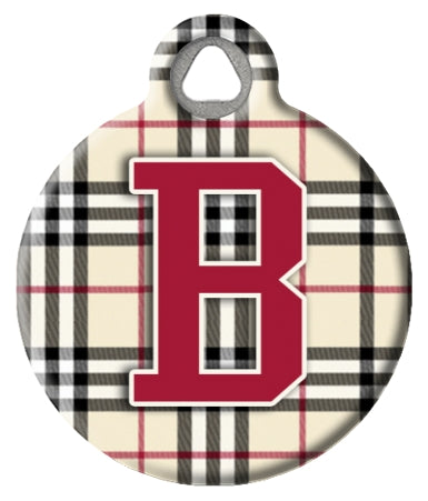 Monogram A-Z Dog ID Tag - Plaid