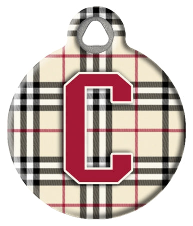 Monogram A-Z Dog ID Tag - Plaid