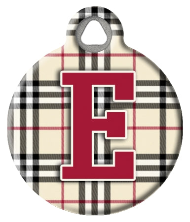 Monogram A-Z Dog ID Tag - Plaid