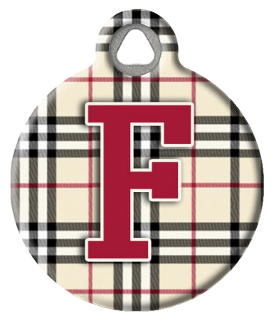 Monogram A-Z Dog ID Tag - Plaid
