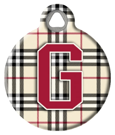 Monogram A-Z Dog ID Tag - Plaid