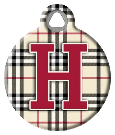 Monogram A-Z Dog ID Tag - Plaid