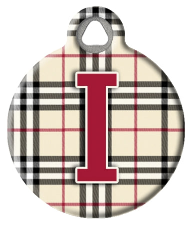 Monogram A-Z Dog ID Tag - Plaid