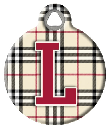 Monogram A-Z Dog ID Tag - Plaid