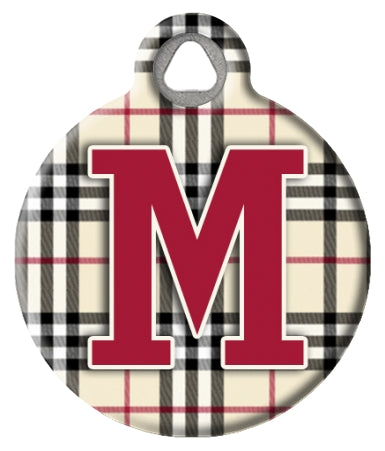 Monogram A-Z Dog ID Tag - Plaid