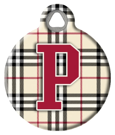 Monogram A-Z Dog ID Tag - Plaid