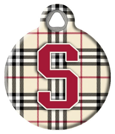 Monogram A-Z Dog ID Tag - Plaid