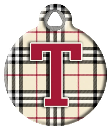 Monogram A-Z Dog ID Tag - Plaid