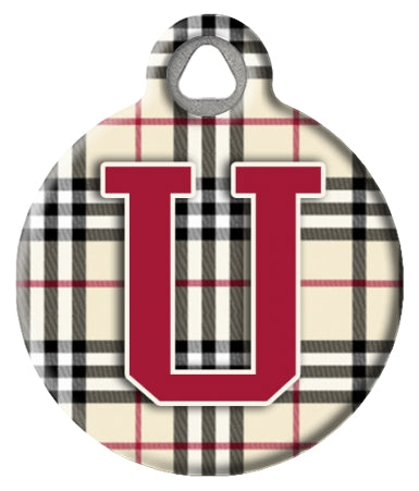 Monogram A-Z Dog ID Tag - Plaid
