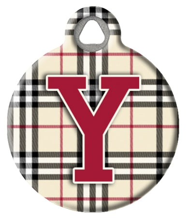 Monogram A-Z Dog ID Tag - Plaid