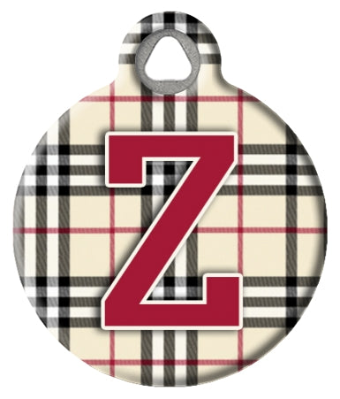 Monogram A-Z Dog ID Tag - Plaid