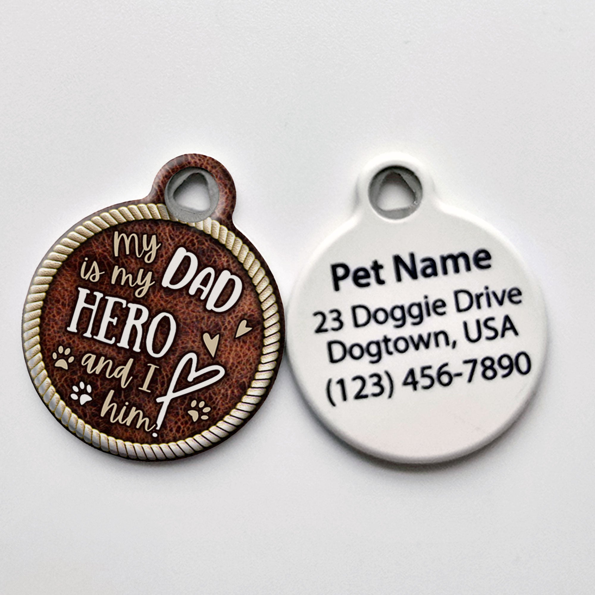 My Dad Is My Hero Pet ID Tag