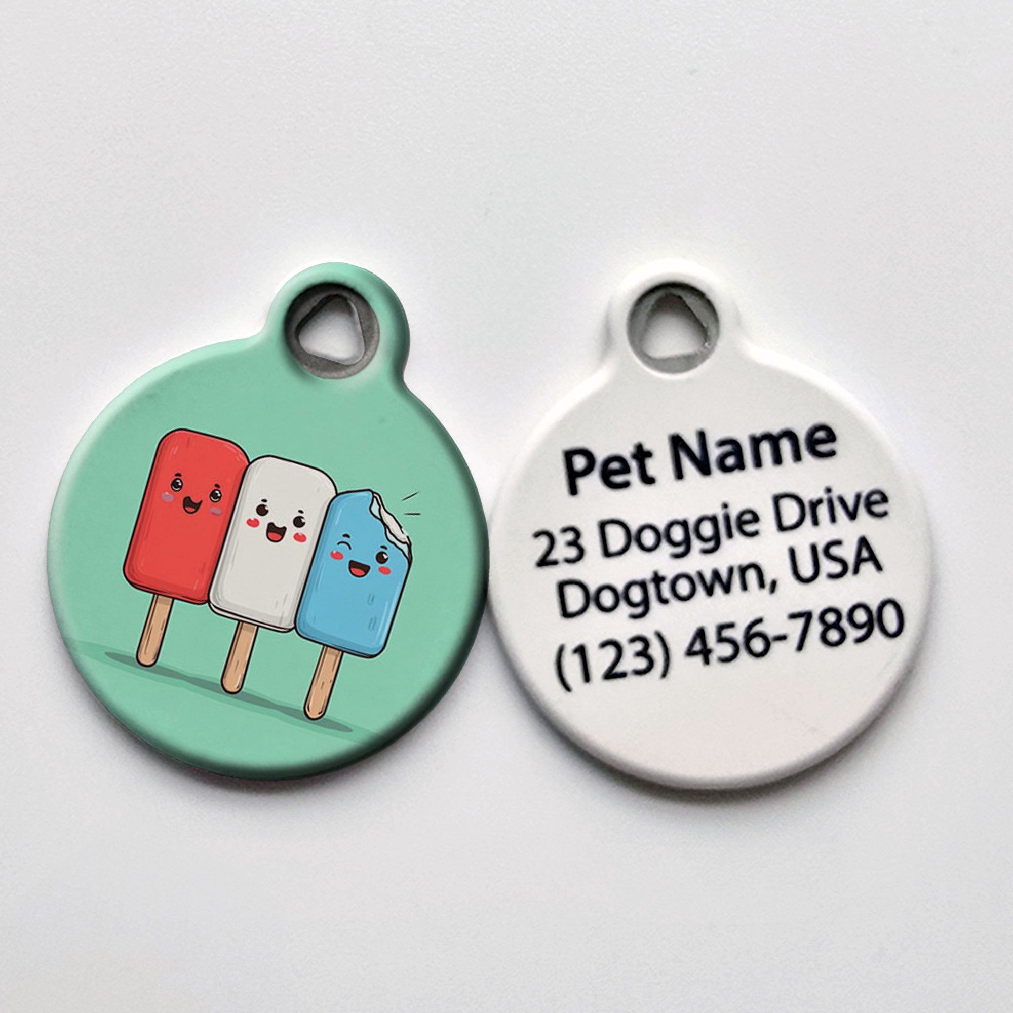 Patriotic Popsicle Pet ID Tag