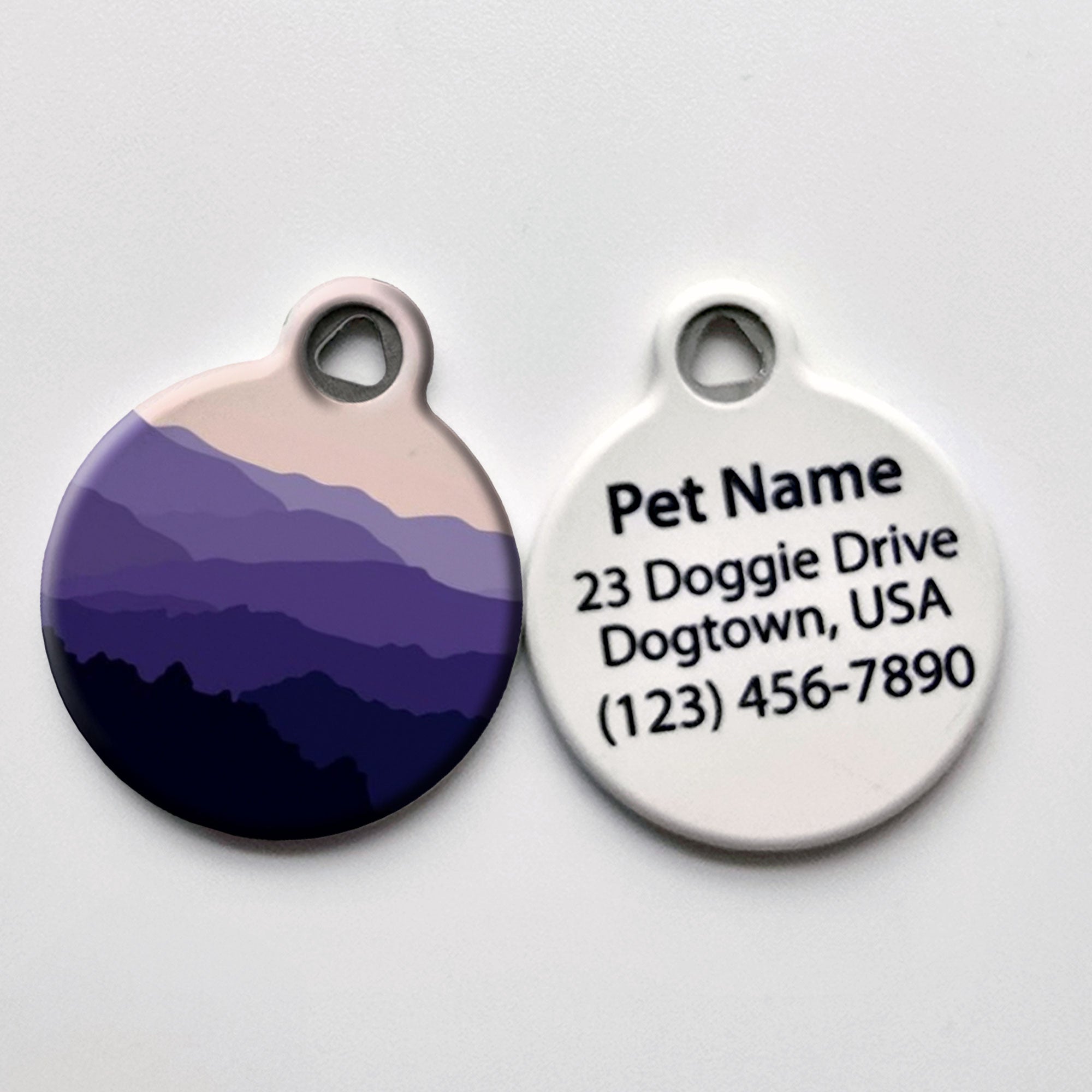Purple Mountain Landscape Dog ID Tag