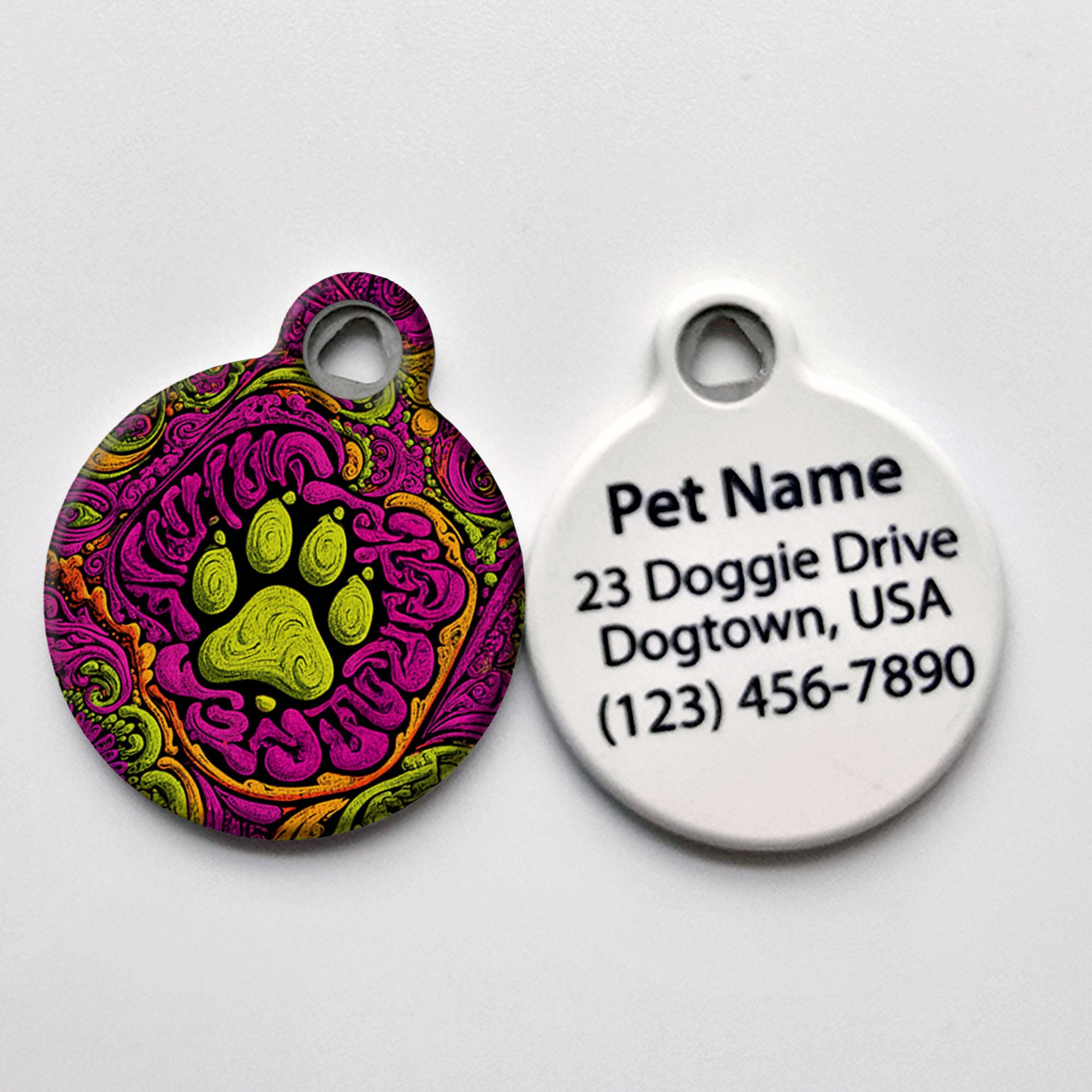 Retro Psychedelic Pet ID Tag