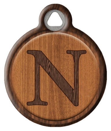 Faux Wood Monogram Pet ID Tag