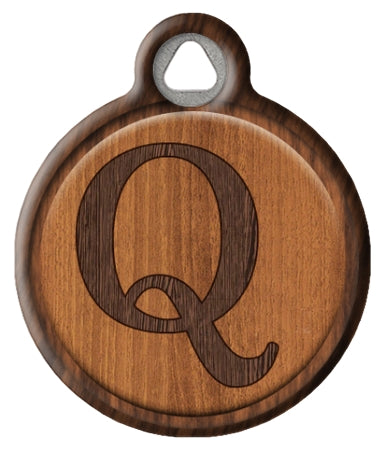 Faux Wood Monogram Pet ID Tag