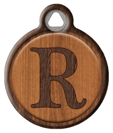 Faux Wood Monogram Pet ID Tag