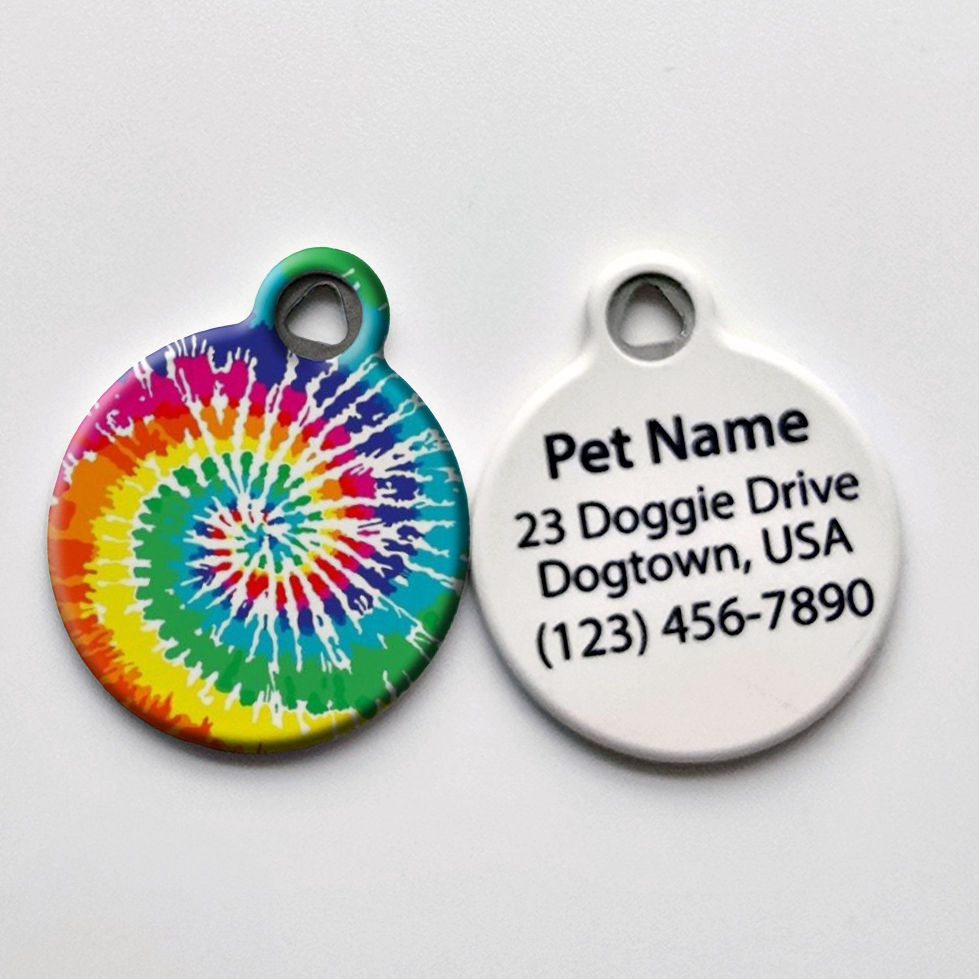 Retro Tie Dye Rainbow Pet ID Tag