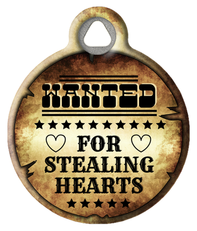 Vintage Wanted for Stealing Hearts Pet ID Tag