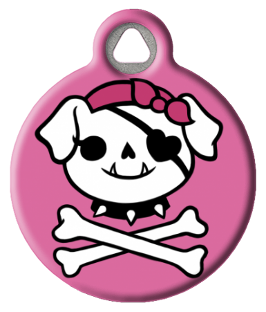Pink Jolly Pup | Skull and Crossbones Pirate Dog ID Tag