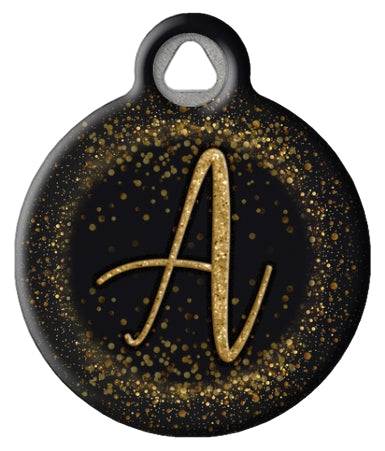 Gold Glitter Monogram Custom Pet ID Tags