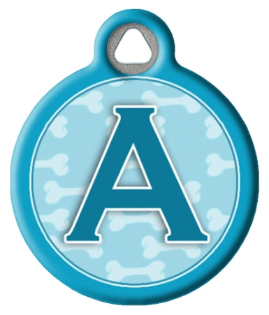 Blue Bones Monogram A-Z Dog ID Tag
