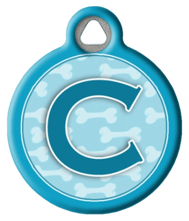 Blue Bones Monogram A-Z Dog ID Tag