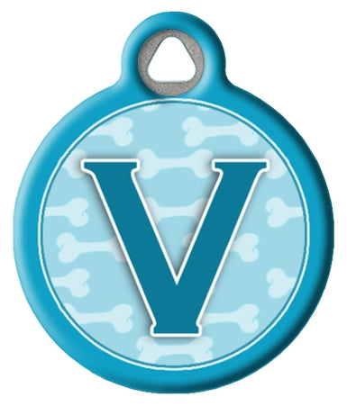 Blue Bones Monogram A-Z Dog ID Tag